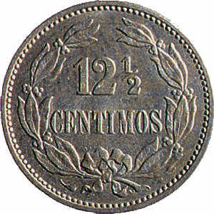 12 1/2 centimos (locha) 1896 reverso  Monedas de Venezuela